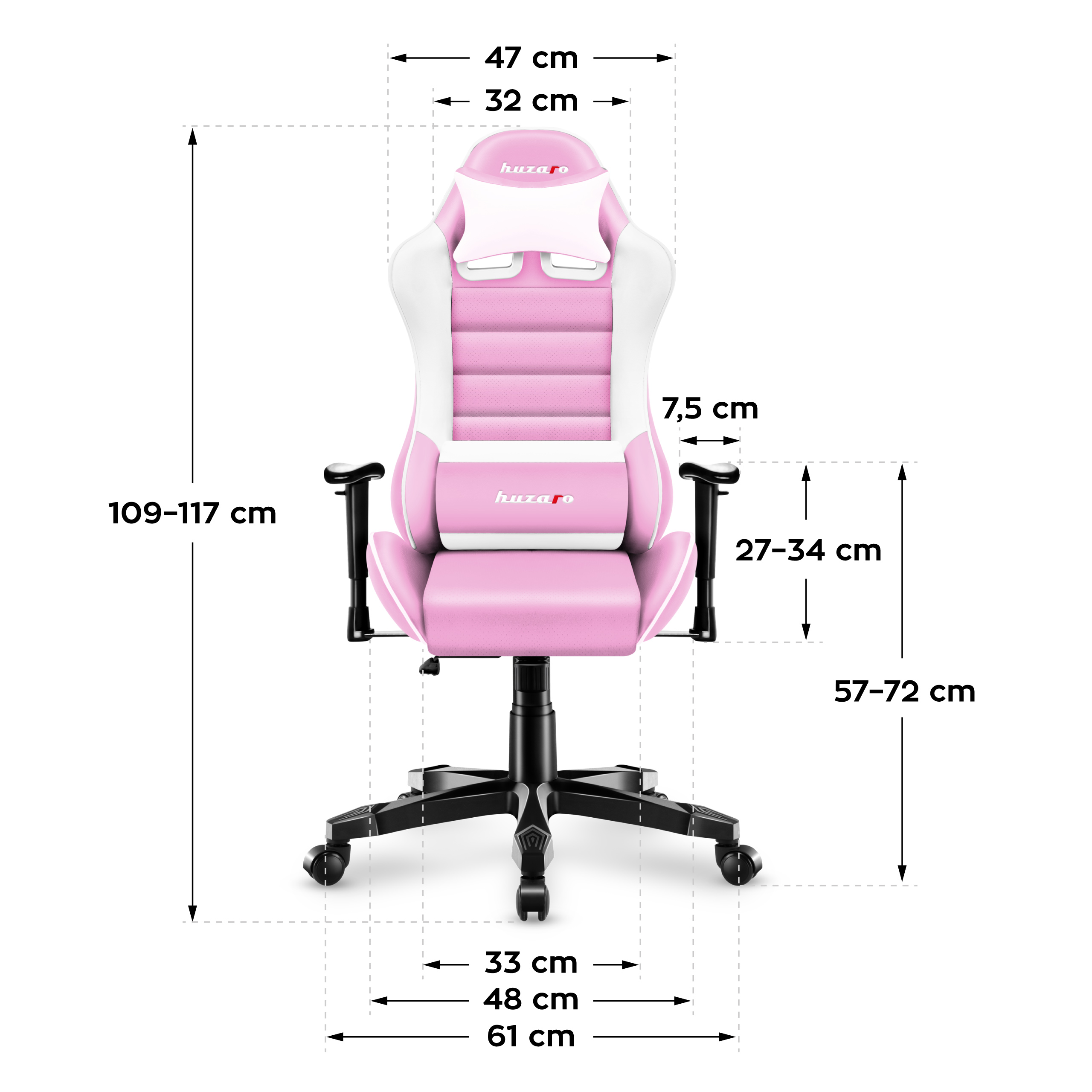 Wymiary fotela Huzaro Ranger 6.0 Pink
