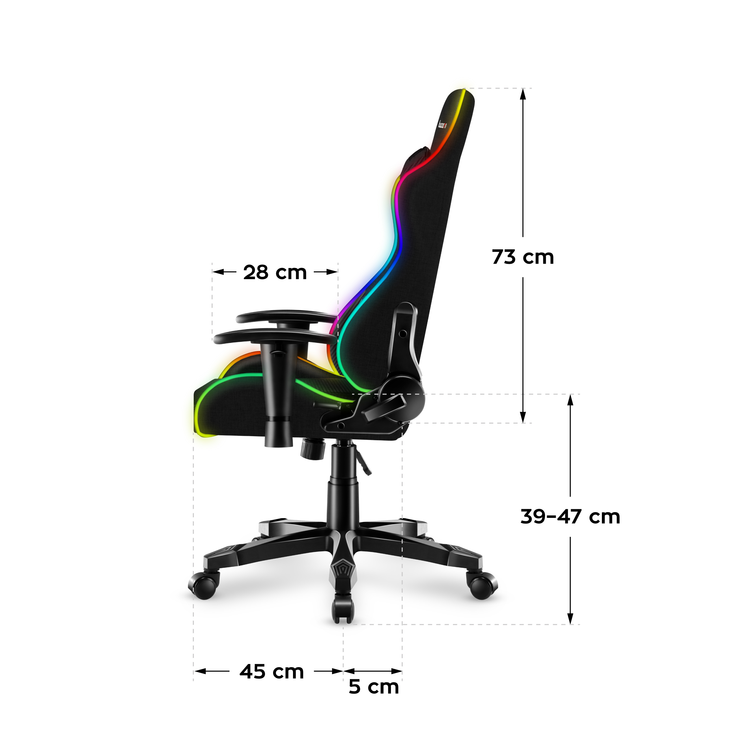 Wymiary fotela Ranger 6.0 RGB